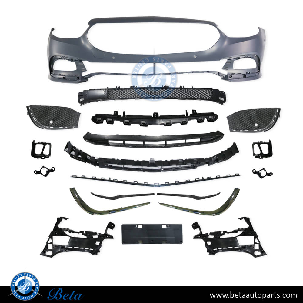 Front Bumper with PDC with Park Assist for Mercedes E-Class W213 2021-Up models, Part Number 2138851203 Front Bumper with PDC with Park Assist for Mercedes E-Class W213 2021-Up models, Part Number 2138851203